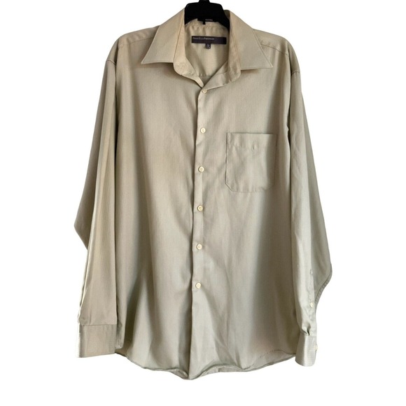 PERRY ELLIS Portfolio MENS WRINKLE FREE Textured Fabric DRESS SHIRT L 16 34/35 - Picture 3 of 10